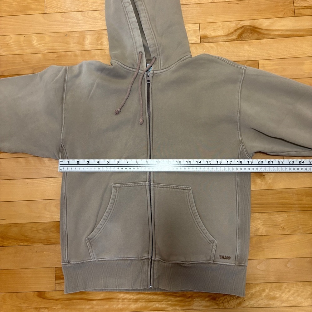 Aritzia TNA Cozy Fleece Sweatfleece Boyfriend Fit Zip Hoodie Tan Size XS - Picture 13 of 14